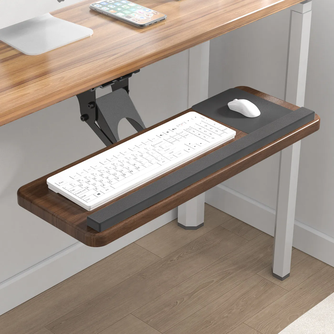 Keyboard Drawer Under - Untertisch-Tastaturablage, Verstellbare Schwenkbare Ausziehbare Schubladenschienen, mit
