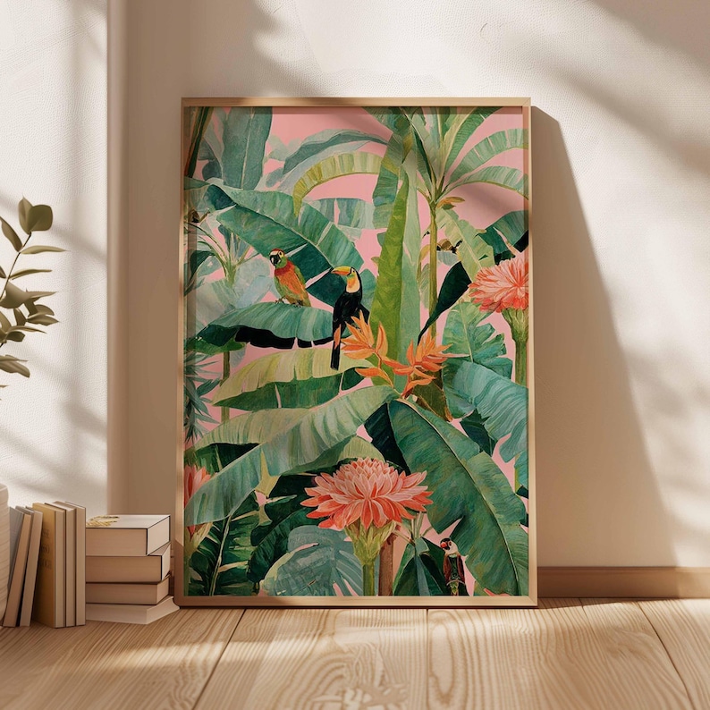 Office Furniture Used - 1 Stück Retro-Tropen-Leinwandposter, ungerahmter botanischer Naturdruck,