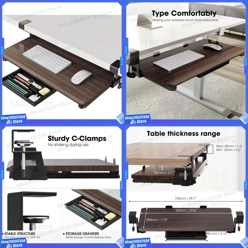 Keyboard Drawer Under - C-förmige, aufklappbare Tastatur- und Mausablage unter