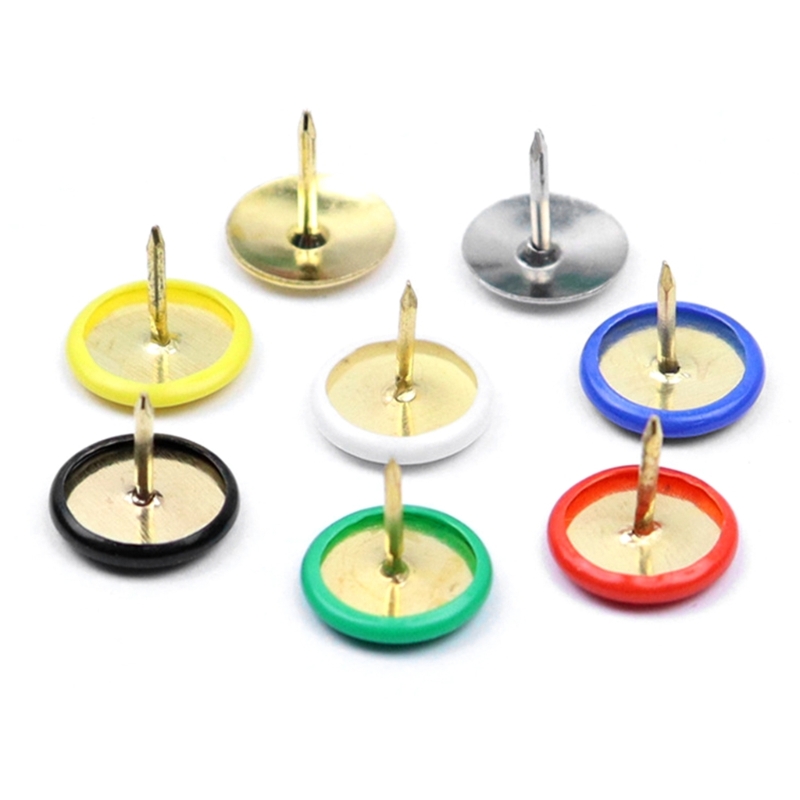 Office Furniture Online - 200 Stück runde, flache Metall-Reißzwecken, vernickelte