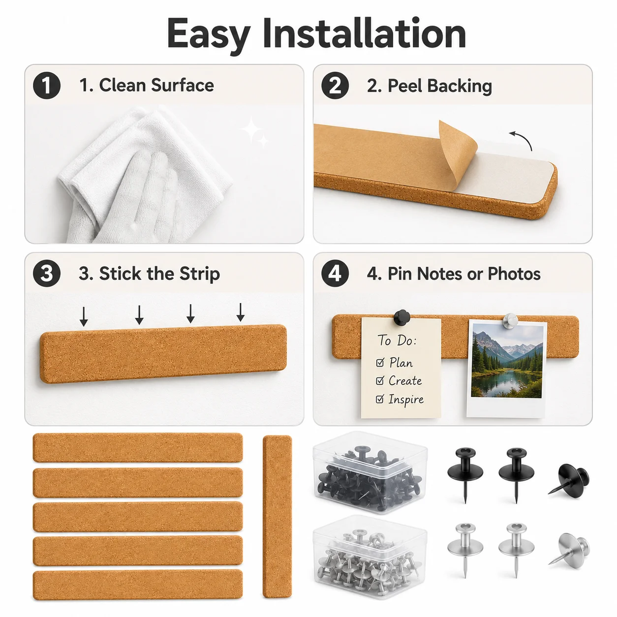 1-3 Stück 30x5cm Selbstklebend – Bulletin Board Cork Bewertung und Preis